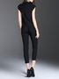 Black V Neck Sleeveless Cotton-blend Jumpsuit